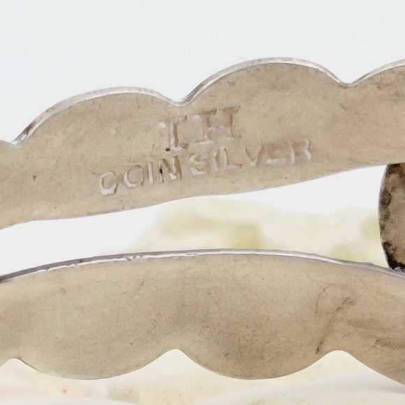 Vintage Turquoise Silver Bracelet, Harvey Era Cuff, Coin Silver Native American - Picture 5 of 5